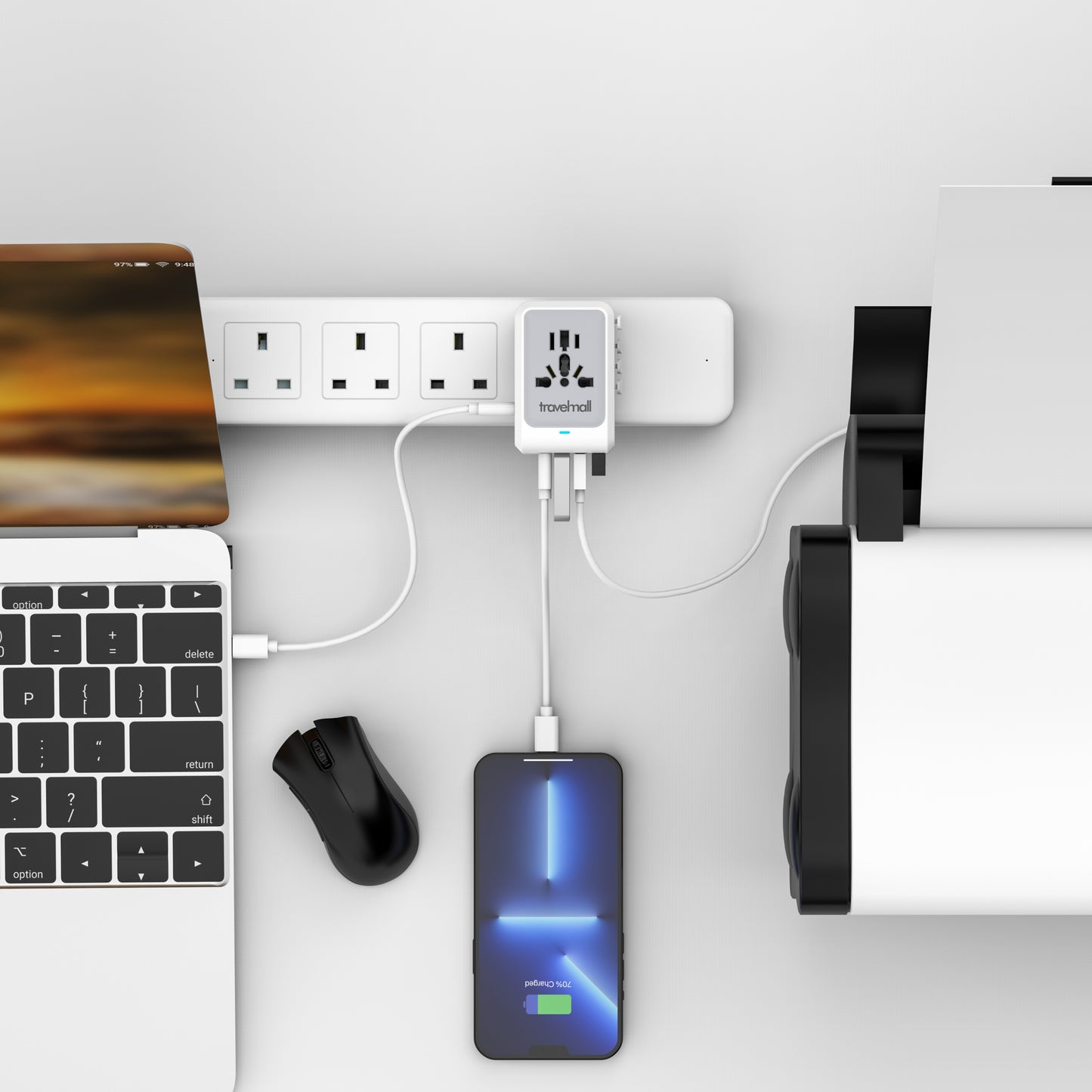 TecADVISOR 70W 6-in-1 Multi Tool Laptop Adaptor with 5 USB Ports and Multi-functional Hubs