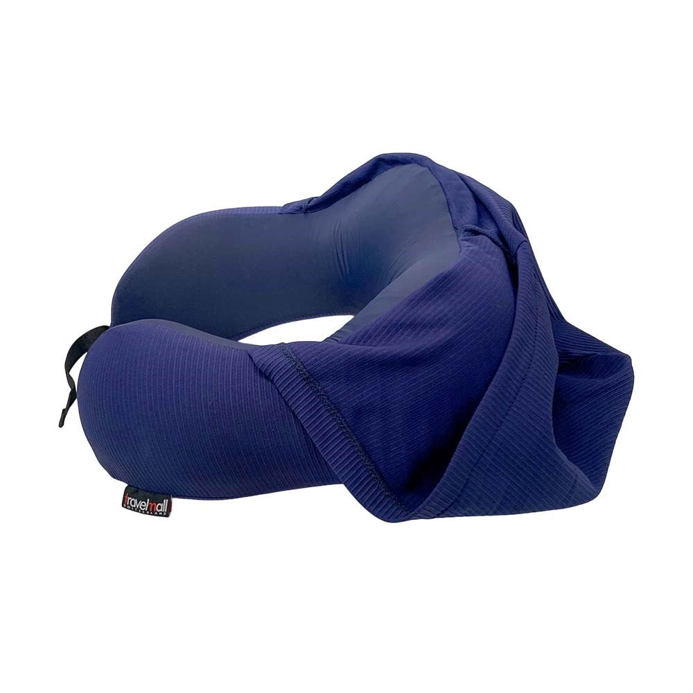 Premium Foldable Memory Foam Pillow with Hood - Blue