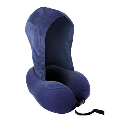 Premium Foldable Memory Foam Pillow with Hood - Blue