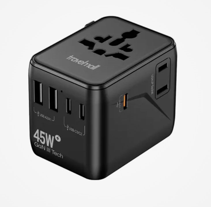 GaN 45W PD High Performance 5 USB World Travel Adaptor