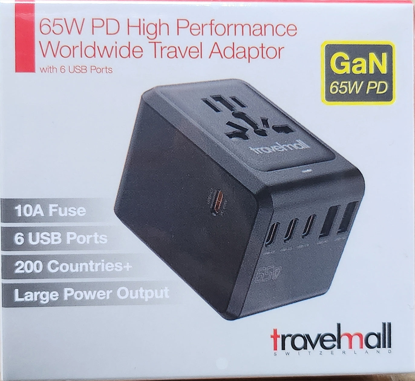 GaN 65W PD High Performance Worldwide Travel Adaptor - Black