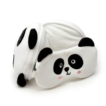 3D Panda Plush Travel Pillow & Eye Mask Set