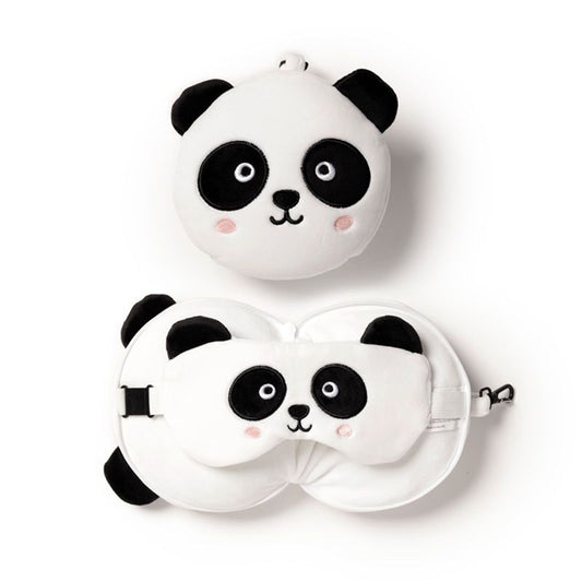 3D Panda Plush Travel Pillow & Eye Mask Set