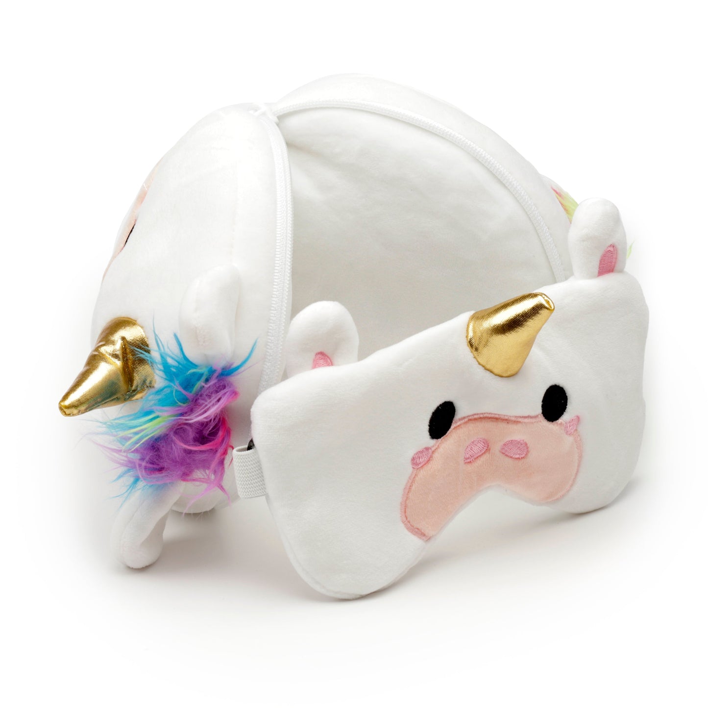 3D Unicorn Plush Travel Pillow & Eye Mask Set