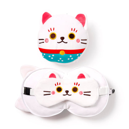 3D Maneki Neko Plush Travel Pillow & Eye Mask Set (Officially Licensed)