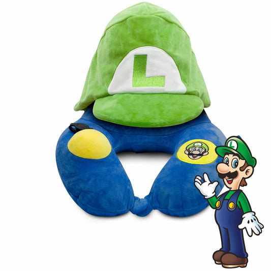 Nintendo Super Mario 3D Pump Neck Pillow with Hood - Luigi