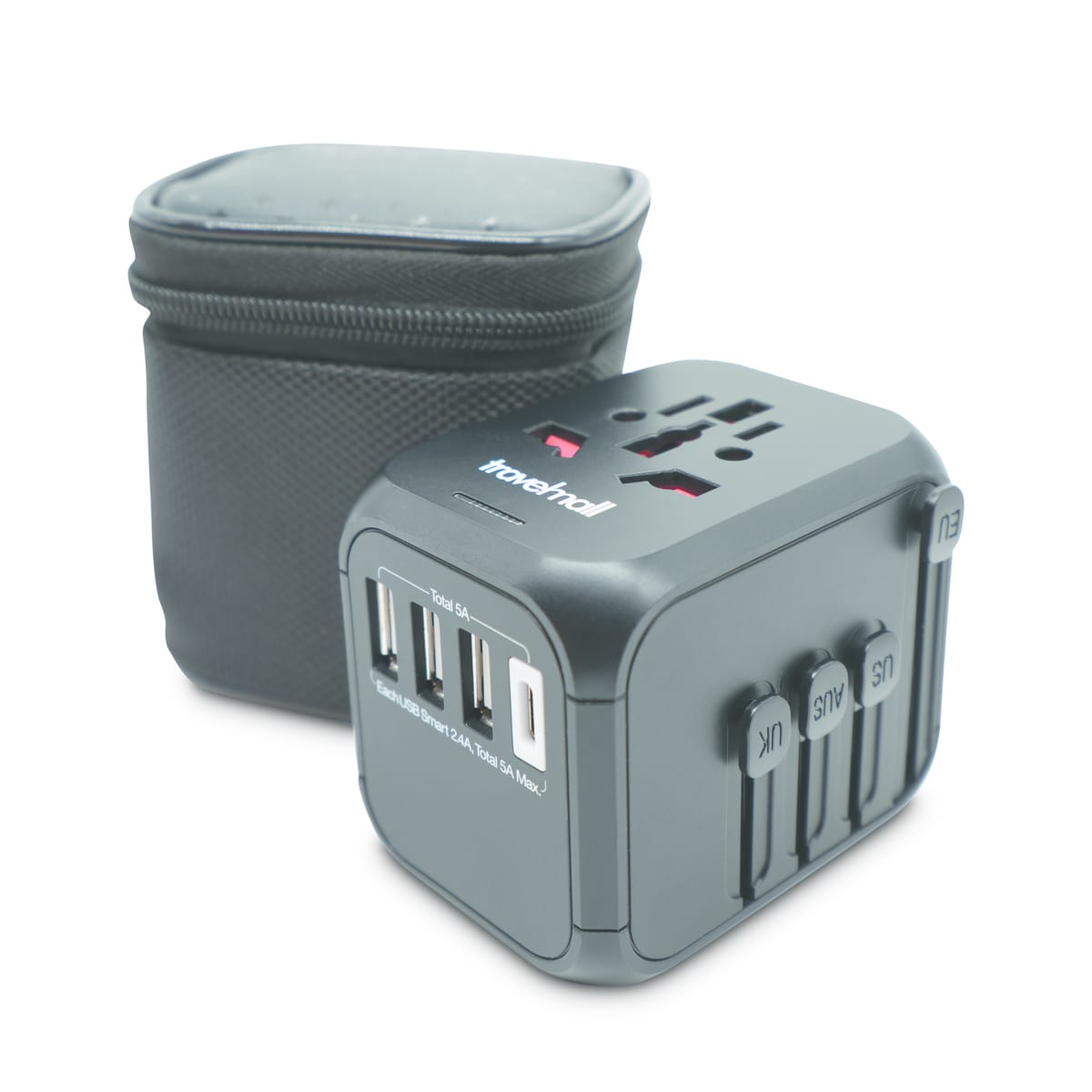 High Performance (5.3A) Worldwide Travel Adaptor with 3 USB ports and a USB Type-C