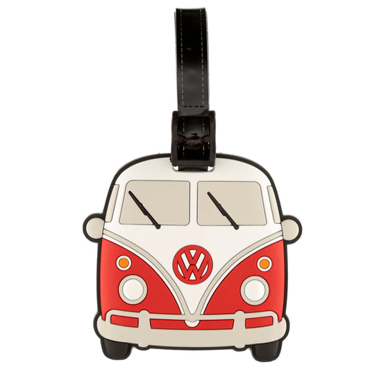 Volkswagen VW T1 Shaped Luggage Tag - Red White Two-Tone (Officially Licensed)