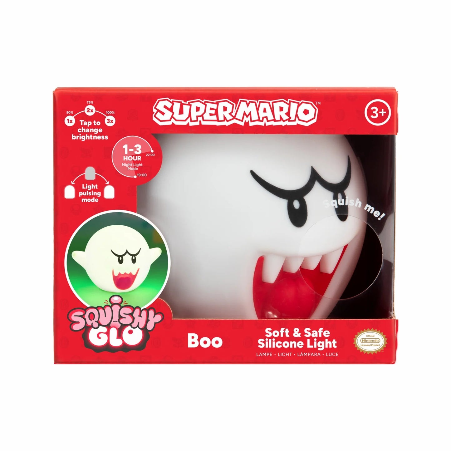 Super Mario Boo SquishyGlo Silicone Light Rechargeable