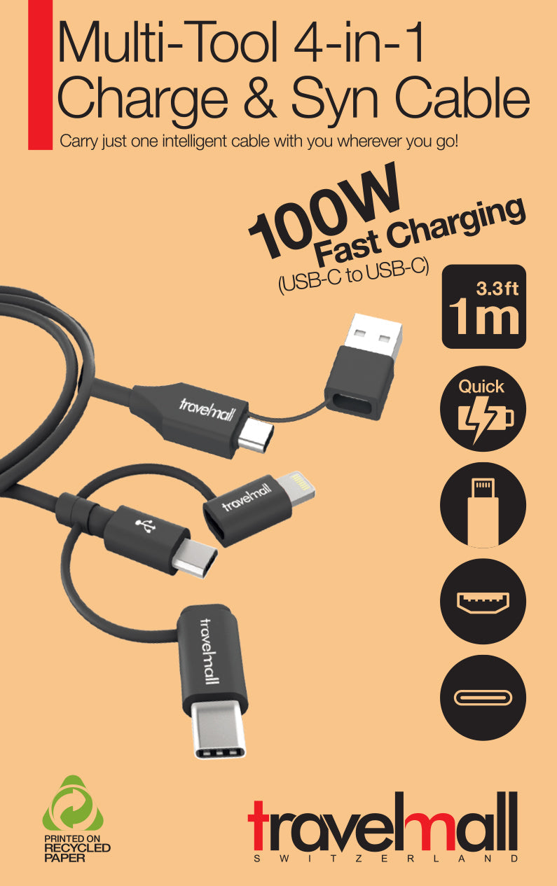 Multi-Tool 5-in-1 Charge & Syn Cable - Black