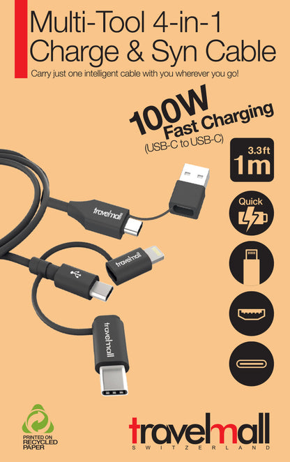 Multi-Tool 5-in-1 Charge & Syn Cable - Black
