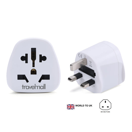 World to UK Travel Adaptor (2- & 3-poles)