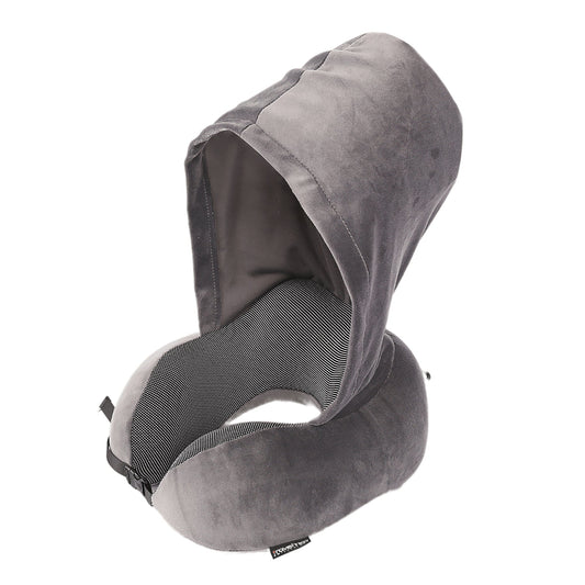 Premium Foldable Memory Foam Pillow with Hood - Grey