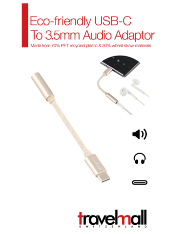 Eco-friendly USB Type C to Audio 3.5mm Headphone Adaptor