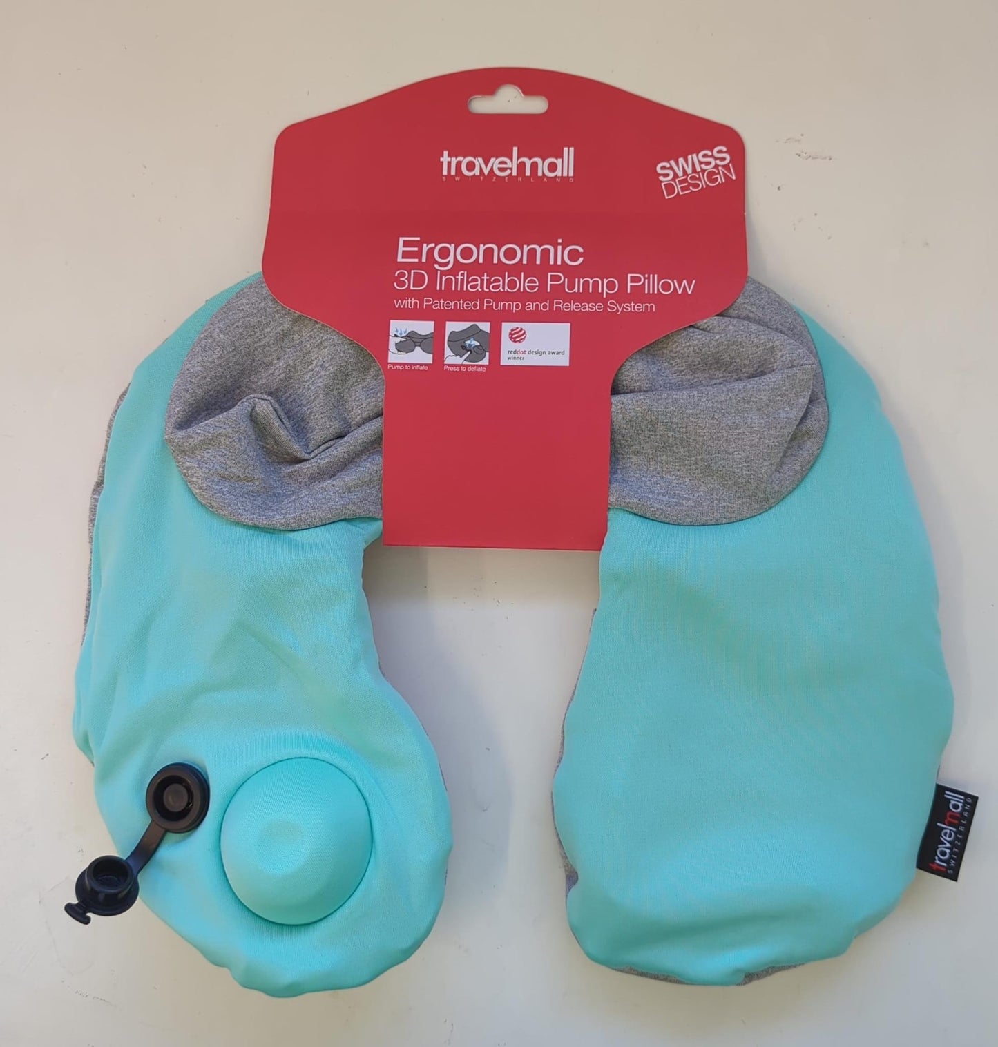 Pocket-Sized 3D Inflatable Neck Pillow - Grey