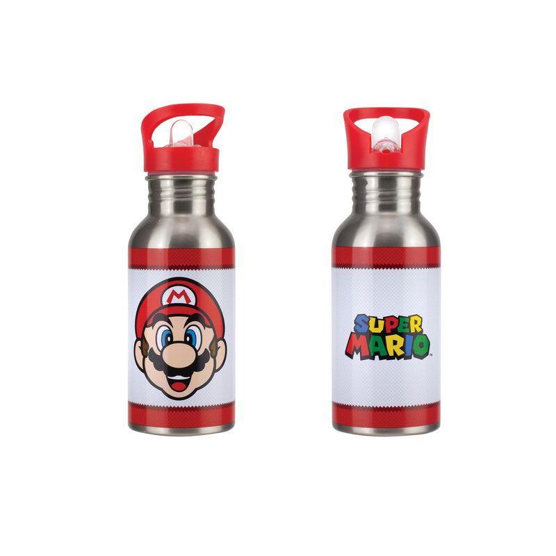 Super Mario Metal Water Bottle with Straw