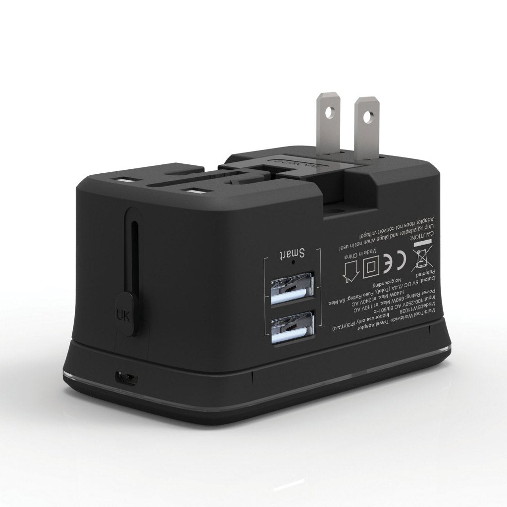 Multi-Functional 2-in-1 Travel Adaptor with 10W Wireless Charging Pad, Dual-USB Deluxe Edition