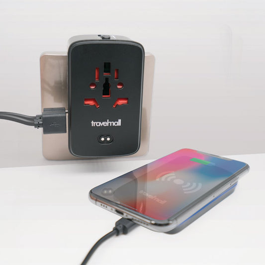 Multi-Functional 2-in-1 Travel Adaptor with 10W Wireless Charging Pad, Dual-USB Deluxe Edition