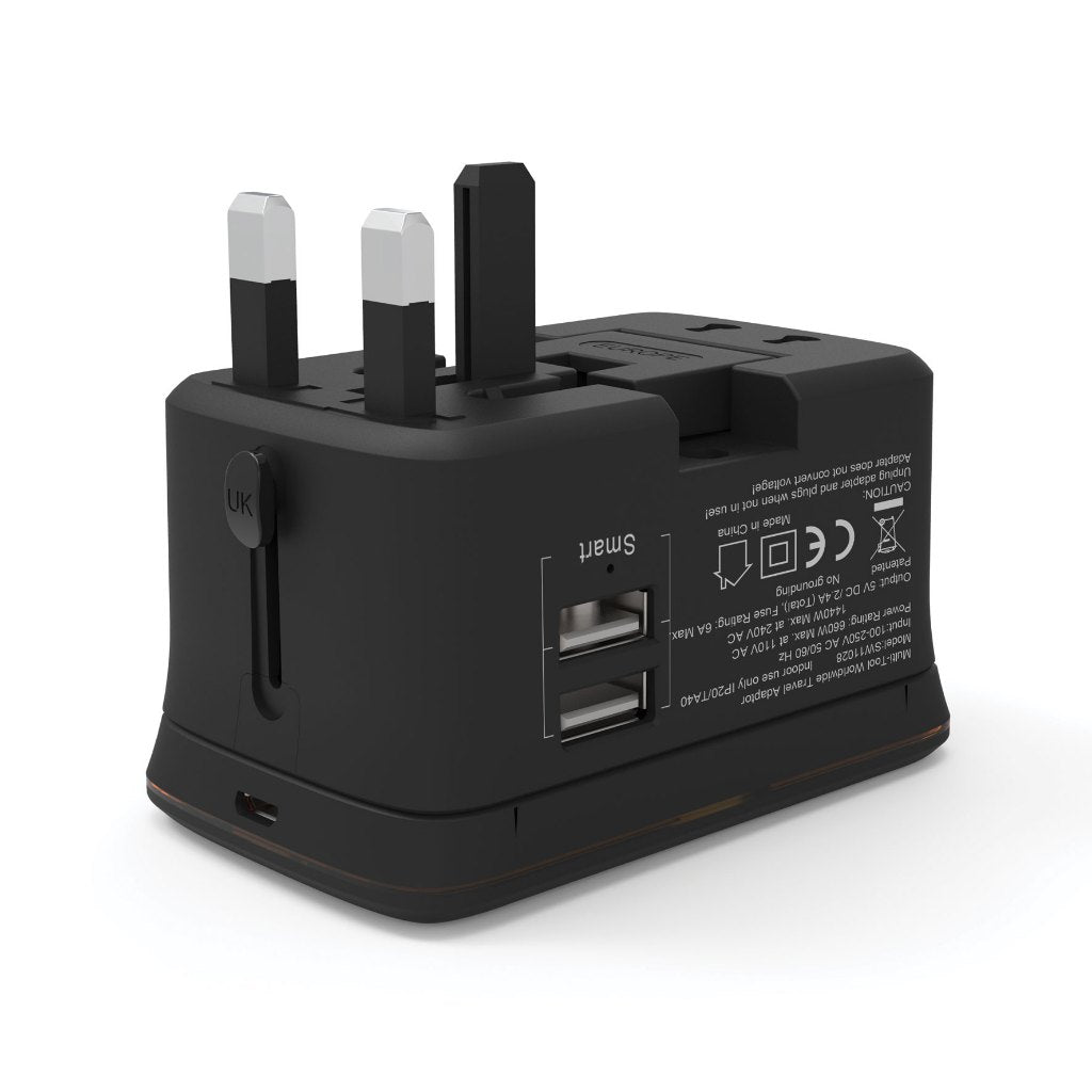 Multi-Functional 2-in-1 Travel Adaptor with 10W Wireless Charging Pad, Dual-USB Deluxe Edition